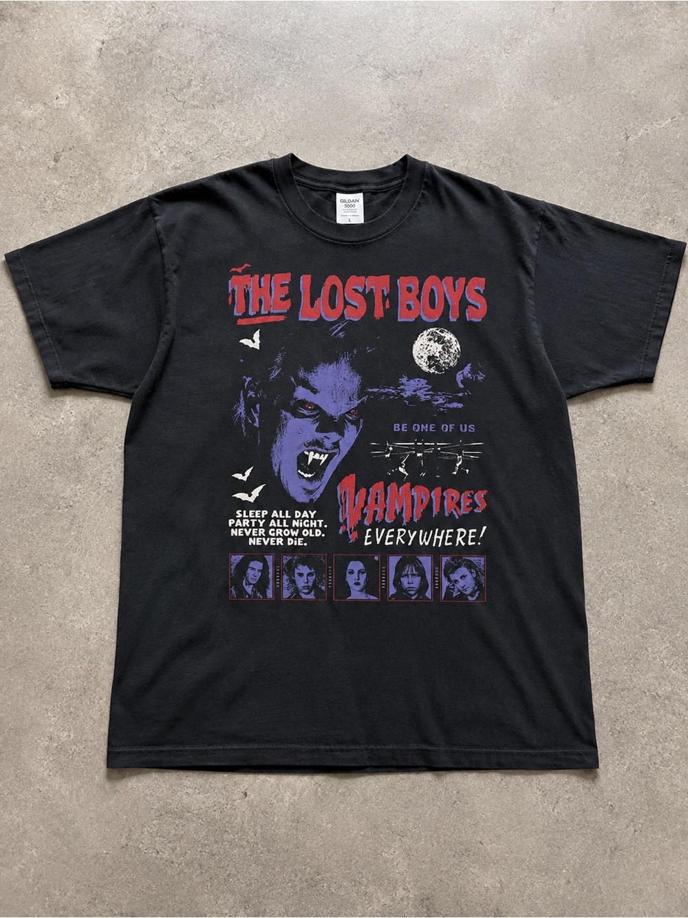 The Lost Boys Graphic Tee - Black Vampire Design T-shirt